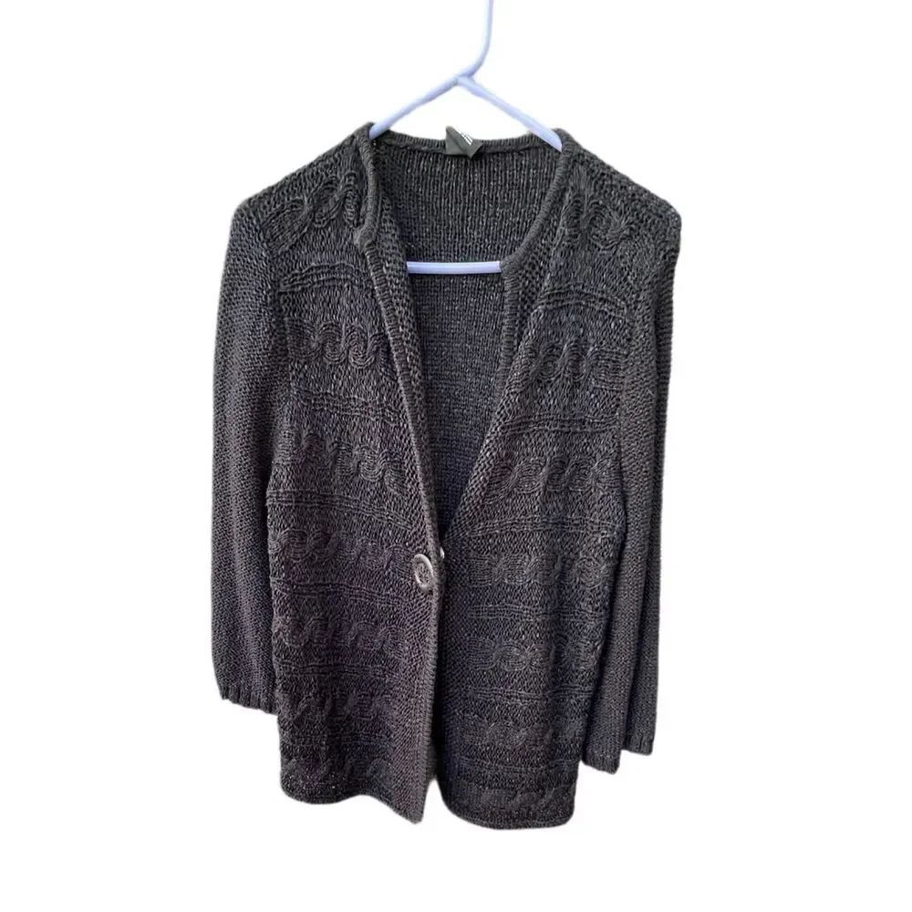 Tribal Brand Cardigan chunky knit loose weave sweater.
